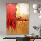 Red - Gold Abstract Energy Textured Painting On Canvas DS069