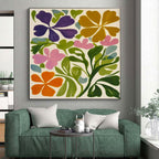 Bright Blooms, "Vibrant Floral Burst" – Abstract Floral Painting On Canvas PS0877