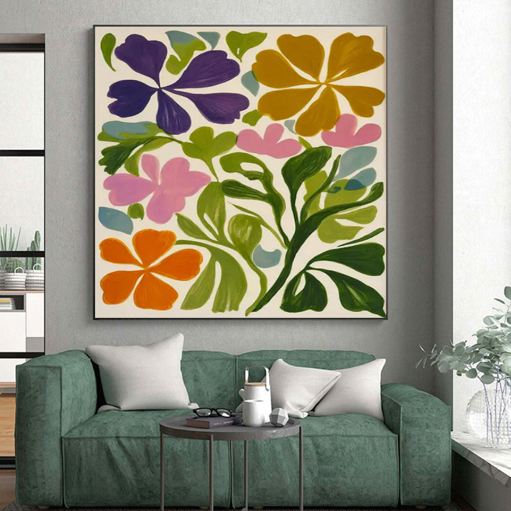 Bright Blooms, "Vibrant Floral Burst" – Abstract Floral Painting On Canvas PS0877
