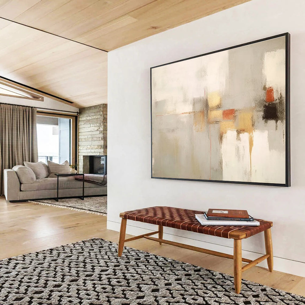 Soft Gray Abstract with Subtle Accents - Minimalist Painting On Canvas DKS348