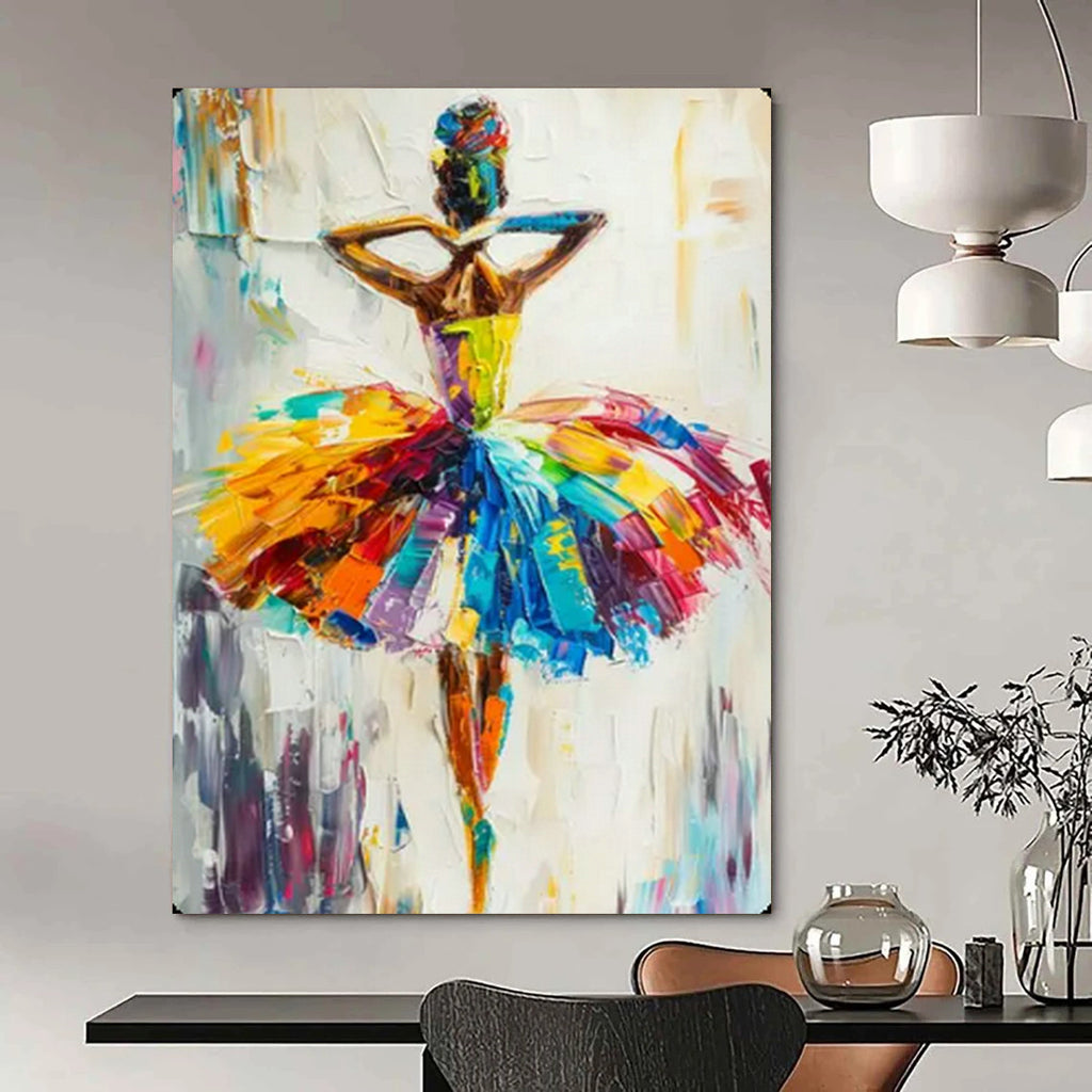 Colorful Ballerina, Impasto Figurative, Renoir - Inspired, Painting On Canvas PT2118