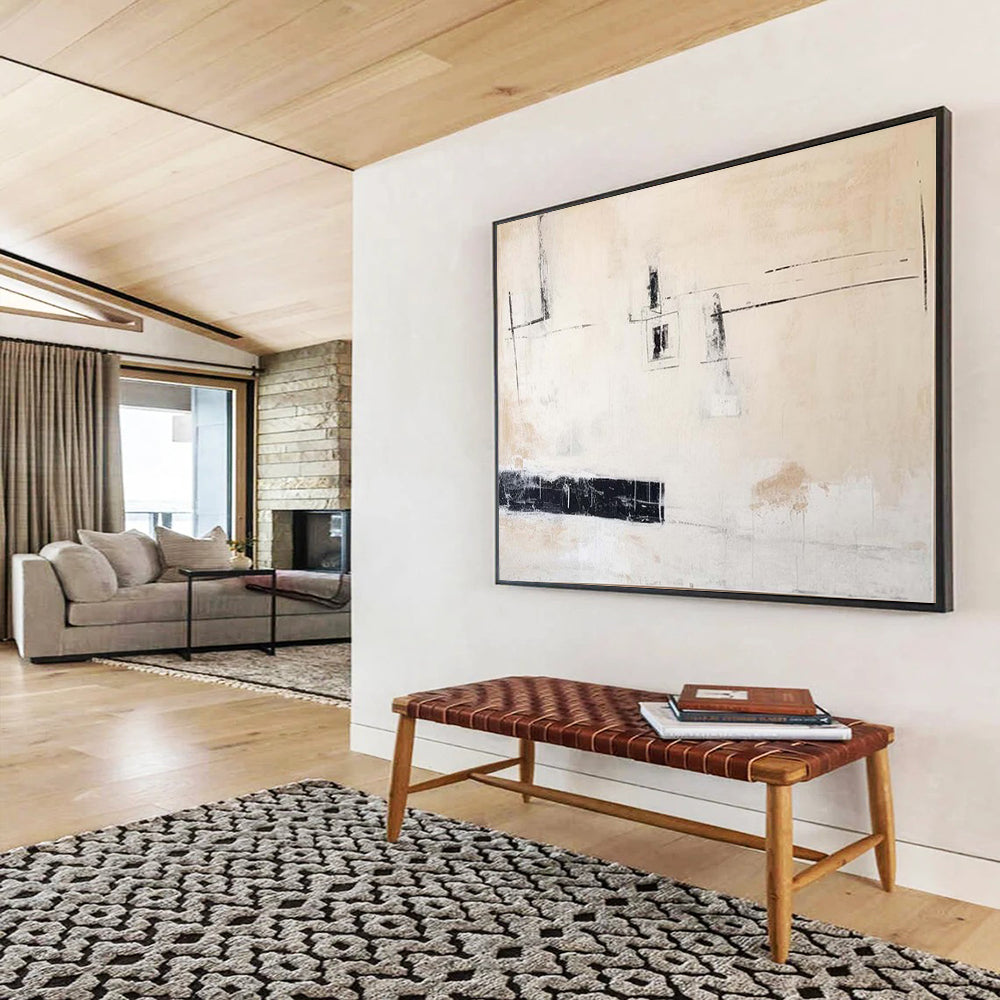 “Soft - Toned Abstract Minimalism” - Textured Oil Painting on Canvas PT1493