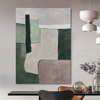 Green, Gray, Purple, White with Geometric Shapes "Muted Geometry" Abstract Painting On Canvas PS1434