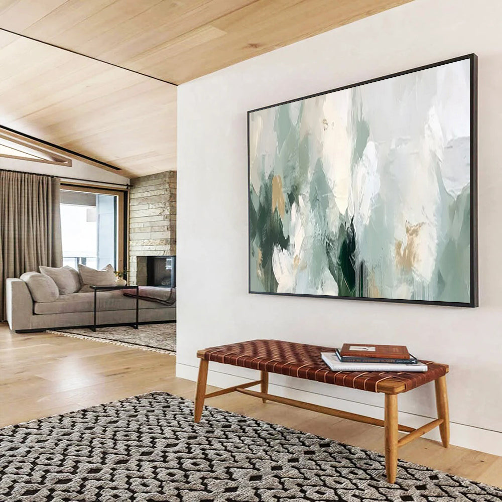 “Soft Greens & Abstract Brushstrokes” - Abstract Landscape - Inspired Painting On Canvas PT1693