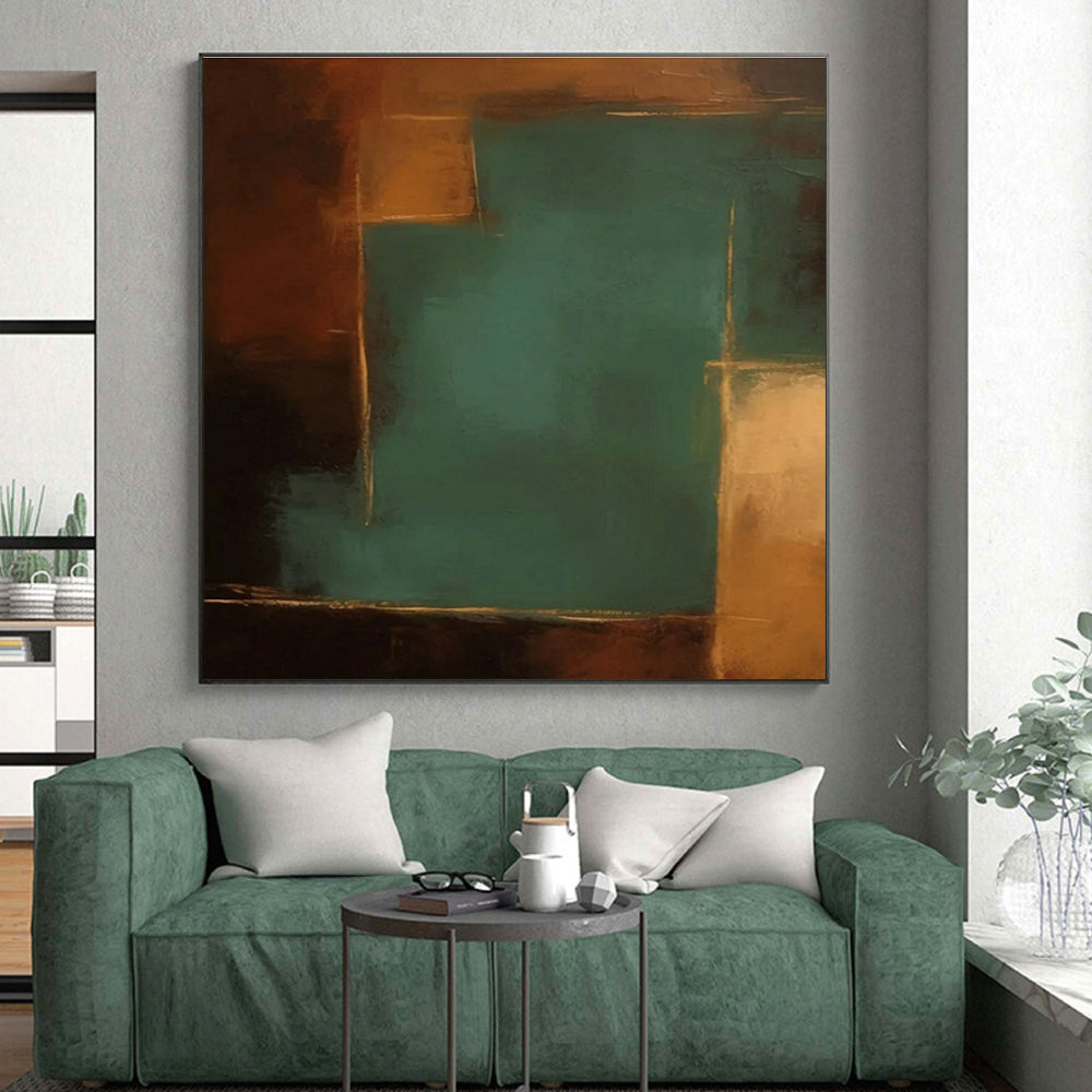 “Teal - Brown Abstract Contrast” - Teal, Brown Abstract Color - Block Painting PS0601