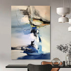 “Blue - Grey Abstract Forms” - Abstract Expressionist Painting On Canvas PT1287