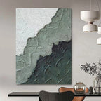 “Textured Green - Grey Abstract” - Minimalist Abstract Painting On Canvas PT1212