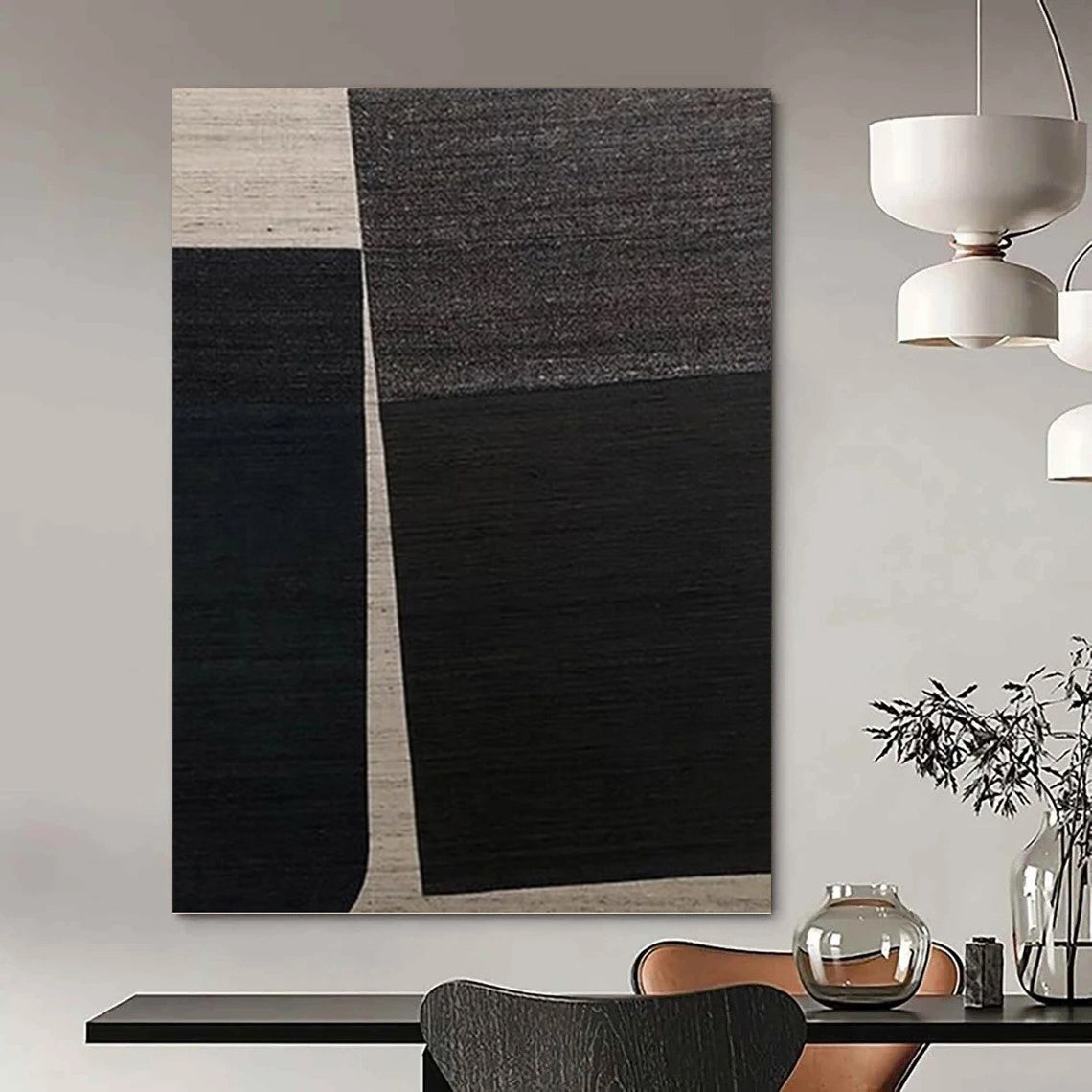 “Black - Grey Abstract Squares” - Bold Abstract Painting On Canvas PT1114