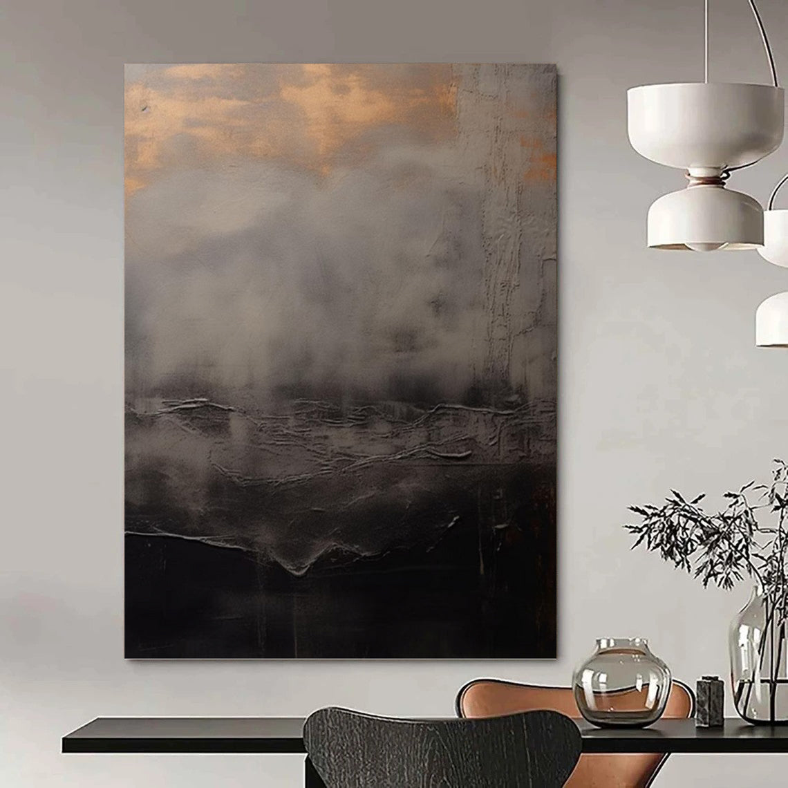 “Gray and Gold Mist” - Abstract, Atmospheric - Styled Painting On Canvas PT1662