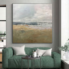 “Soft Grey - Beige - Blue Abstract Landscape” - Serene Abstract Painting On Canvas PS0308