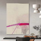 Light Pink, Gray, and Magenta Lines "Subtle Splash" Abstract Line - Based Painting On Canvas PS1045