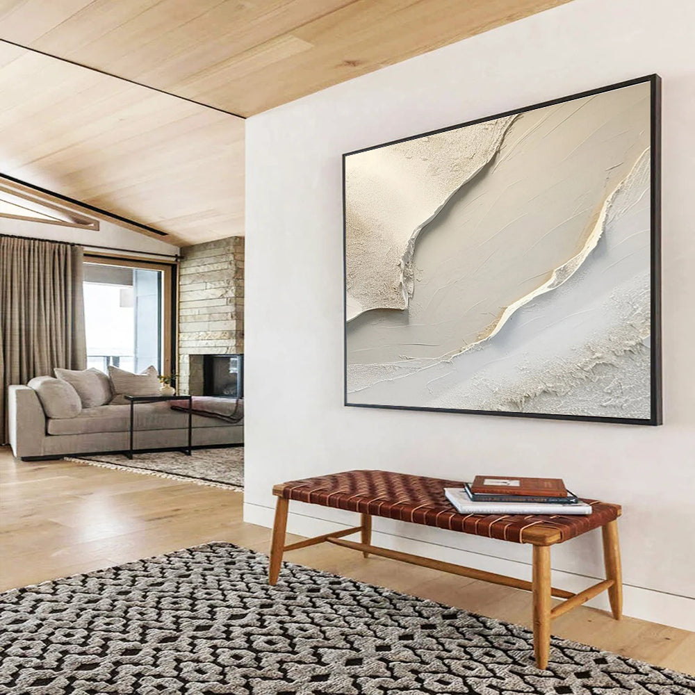 Textured White Abstract Painting On Canvas DKS040