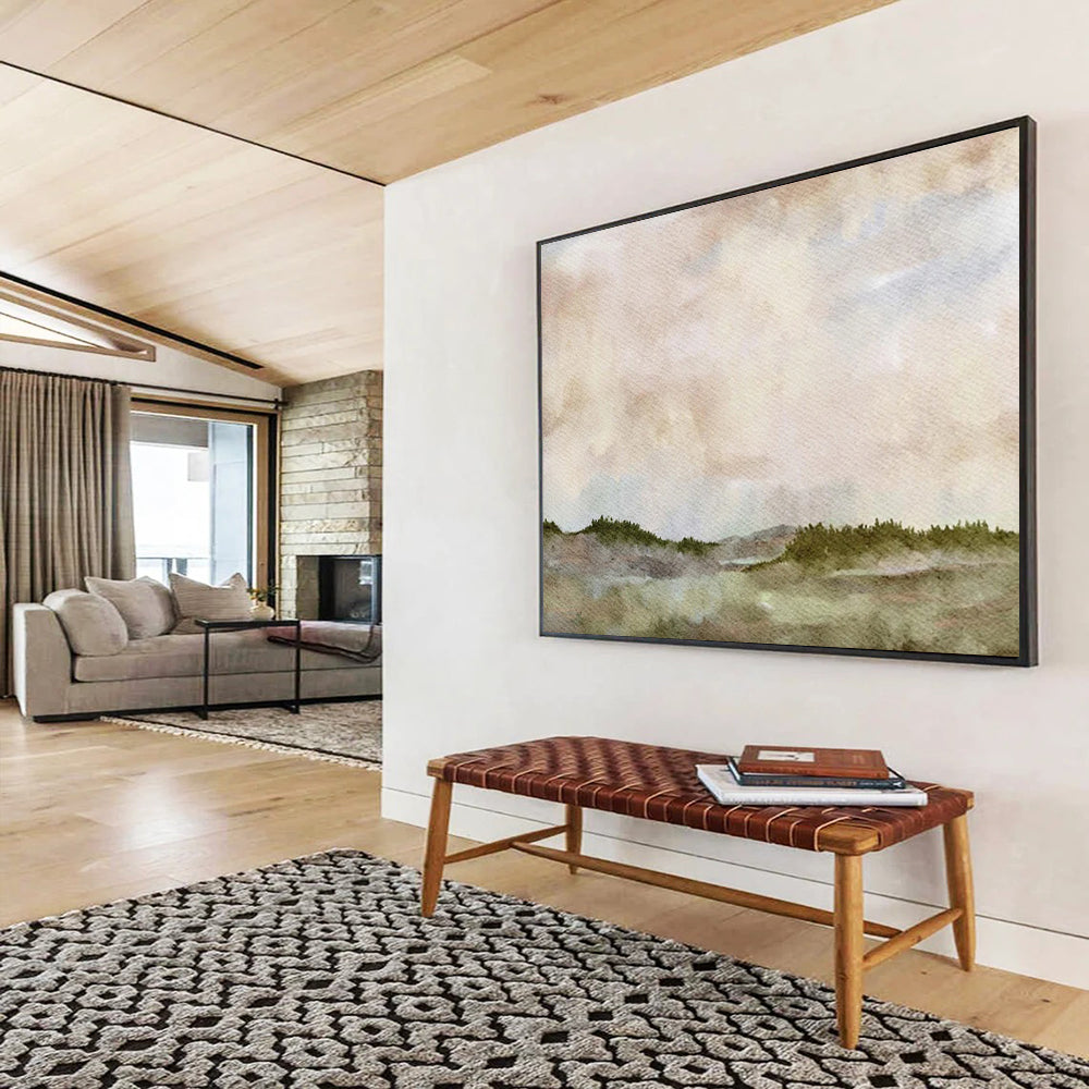 “Hazy Landscape in Pastels” - Soft Watercolor Painting on Canvas PT1488