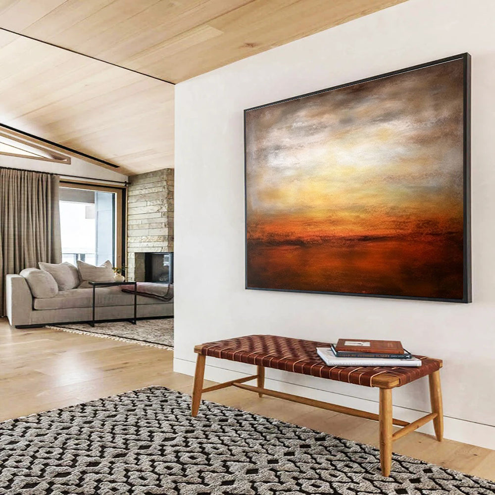 Warm Sunset Horizon - Gradient Landscape Painting On Canvas DKS343