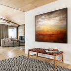 Warm Sunset Horizon - Gradient Landscape Painting On Canvas DKS343