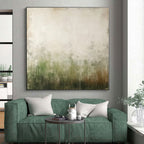 “Green - Gray Abstract Mist” - Green, Gray Abstract Painting On Canvas PS0534
