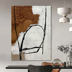 Brown, Black and White with Expressive Lines "Raw Emotion" Abstract Painting On Canvas PS1112