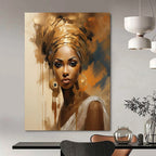 “Golden Grace” - Cultural Elegance in Warm Tones Painting On Canvas DS125