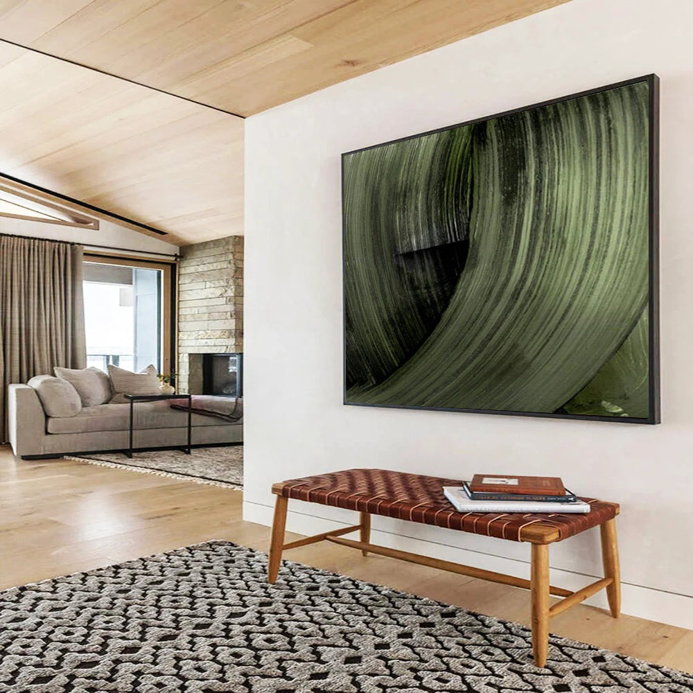 “Dark Green Swirling Abstract” - Expressive Abstract Painting On Canvas PT123