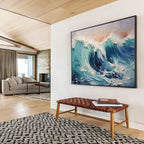 Turquoise Tide - Impasto Sea Oil Painting, Ideal for Coastal Bedroom & Patio DKS679