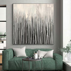 “Black - White Dripping Abstract Curtain” - Minimalist Abstract Painting On Canvas PS0302