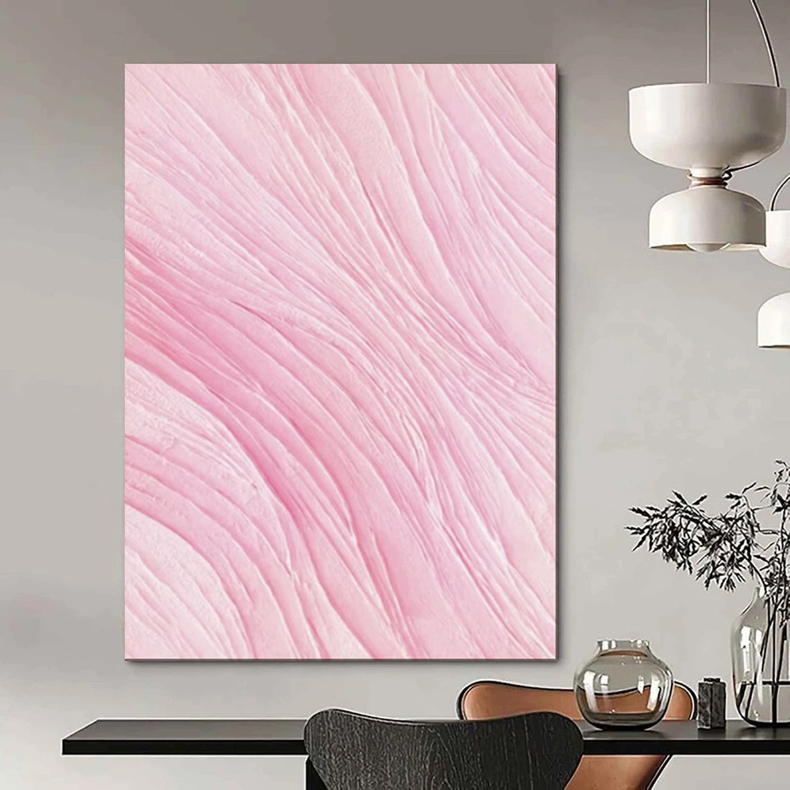 “Pink Wave Texture” - Abstract Textured Painting On Canvas PT1979