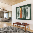 “Green Background with Gray and Gold Strokes” - Abstract Acrylic Painting, Great for Office & Living Room DKS612