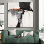 Black, White, Gray, Orange Fragmented Figure “Hidden Identity” - Painting On Canvas PS0791