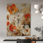 “Orange - White Floral Impasto” - Impressionist - Inspired Floral Painting On Canvas PT1399