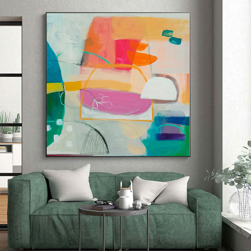 “Colorful Shapes Abstract” - Contemporary Abstract Painting On Canvas PS0093