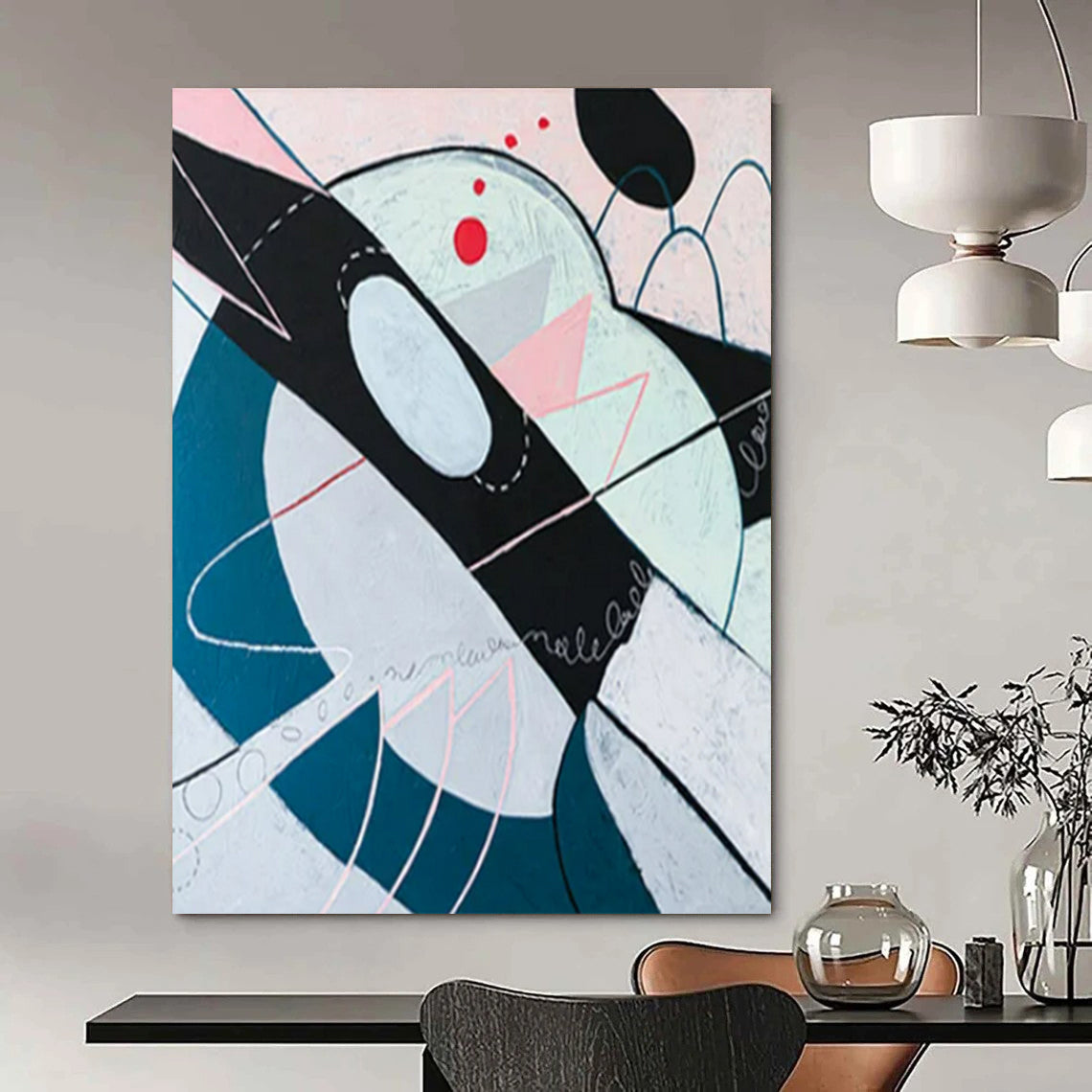 “Soft Pastel and Playful Shapes” - Abstract Whimsy Painting On Canvas PT2385