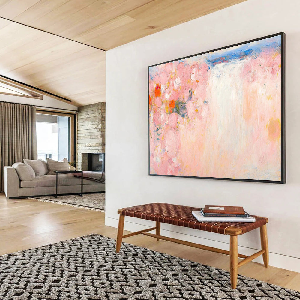 “Blush & Coral Blooms” - Impressionistic Floral Painting On Canvas DKS411