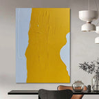 “Yellow and Grey Abstract Form” - Textured Minimalist Painting On Canvas DS351