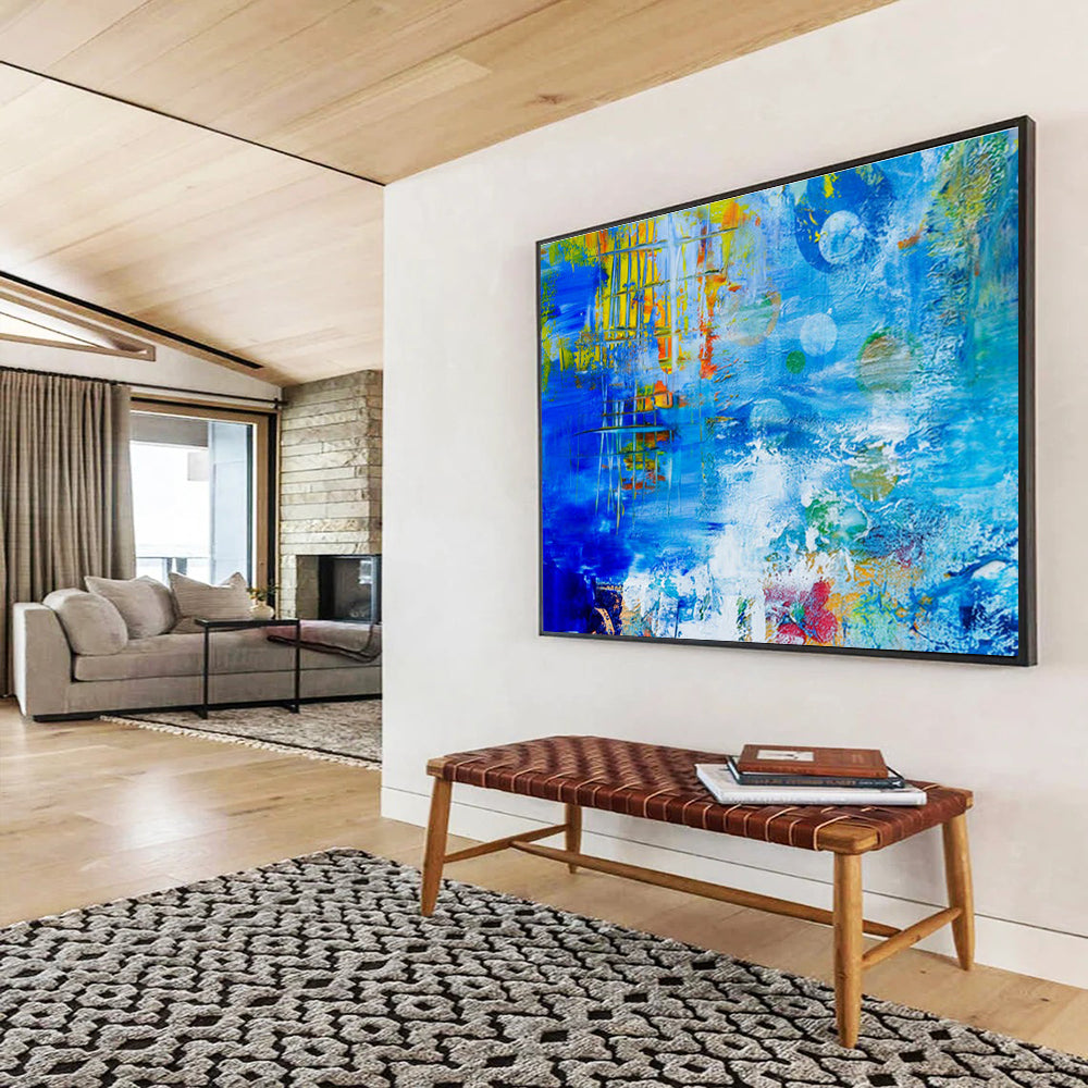 “Blue Abstract Energy” - Bold Abstract Painting On Canvas DKS439