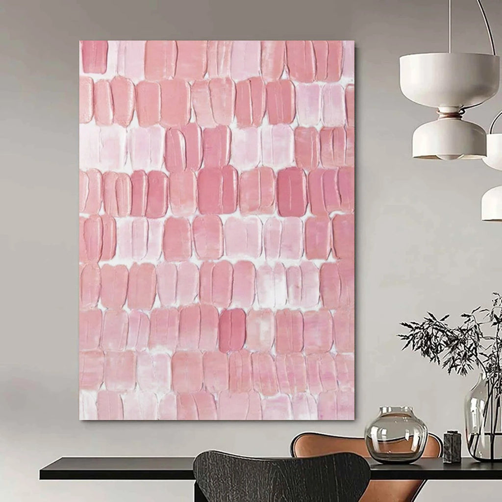“Pink Textured Abstract” - Minimalist Textured Painting On Canvas PT2266