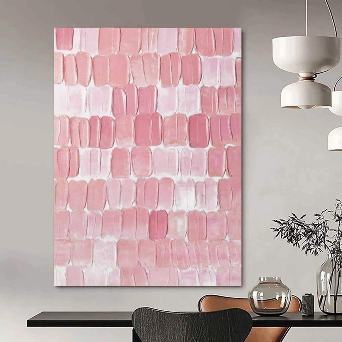 “Pink Textured Abstract” - Minimalist Textured Painting On Canvas PT2266