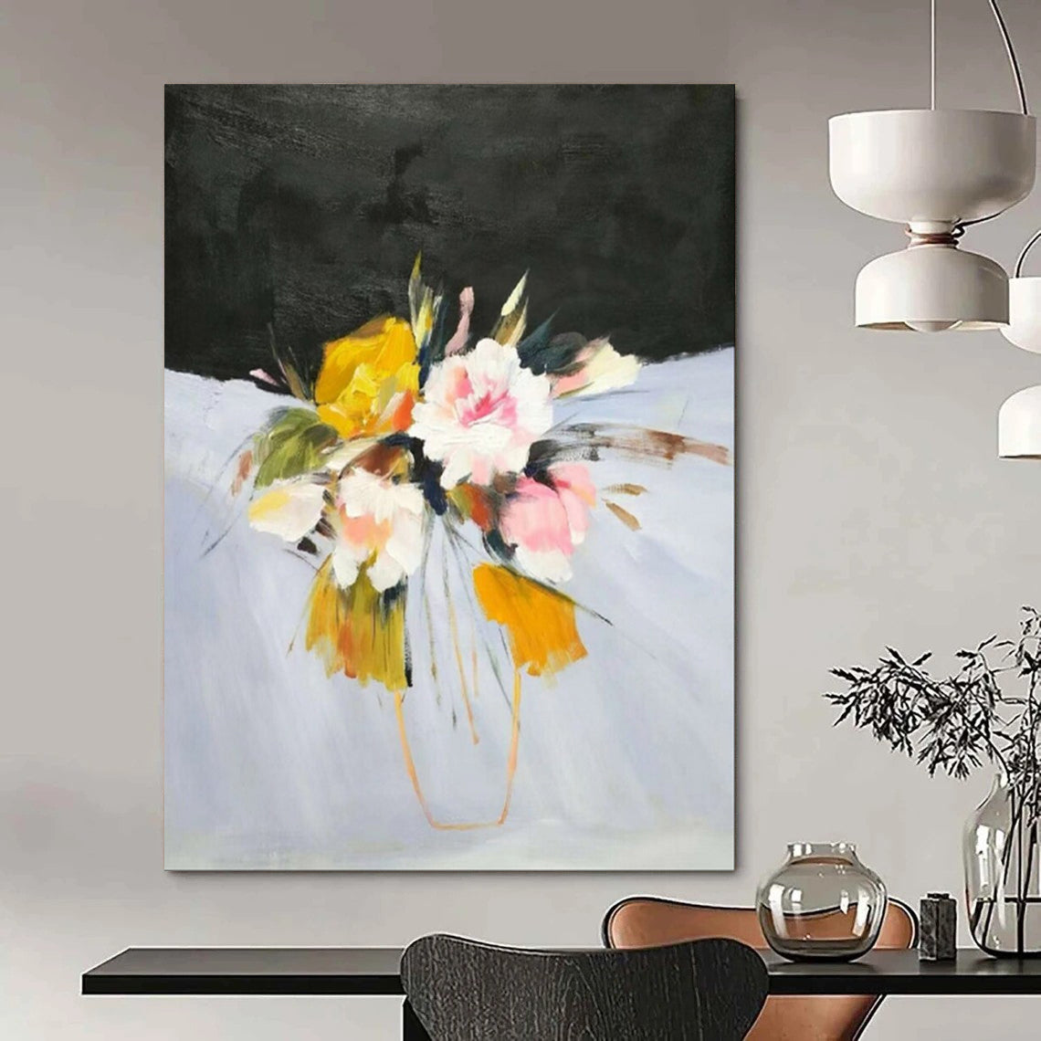 “Vibrant Floral Bouquet” - Abstract Floral Painting On Canvas PT1995