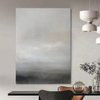 Gray - White Minimalist Gradient Textured Painting On Canvas DS064
