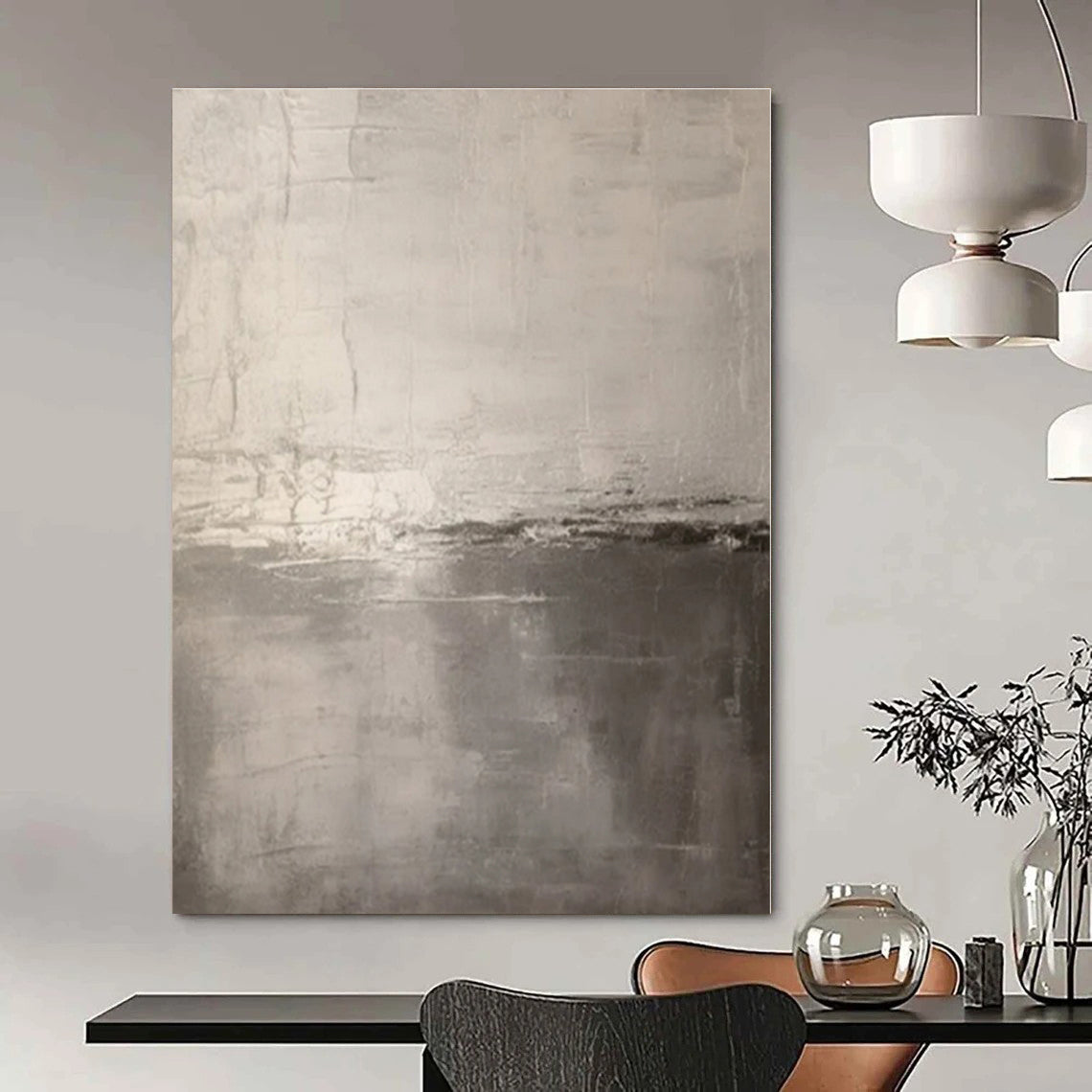 Gray, White with Subtle Textures "Gray Stillness" Abstract Painting On Canvas PS1331