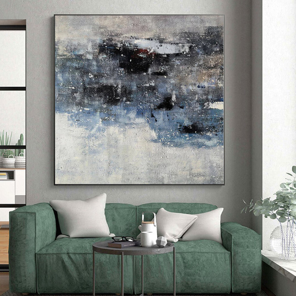 “Blue - Grey Abstract Subtle Shapes” - Quiet Abstract Painting On Canvas PS0359