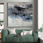 “Blue - Grey Abstract Subtle Shapes” - Quiet Abstract Painting On Canvas PS0359