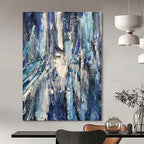 Blue, White, Gray with Textured Layers "Ocean Textures" Abstract Painting On Canvas PS1350