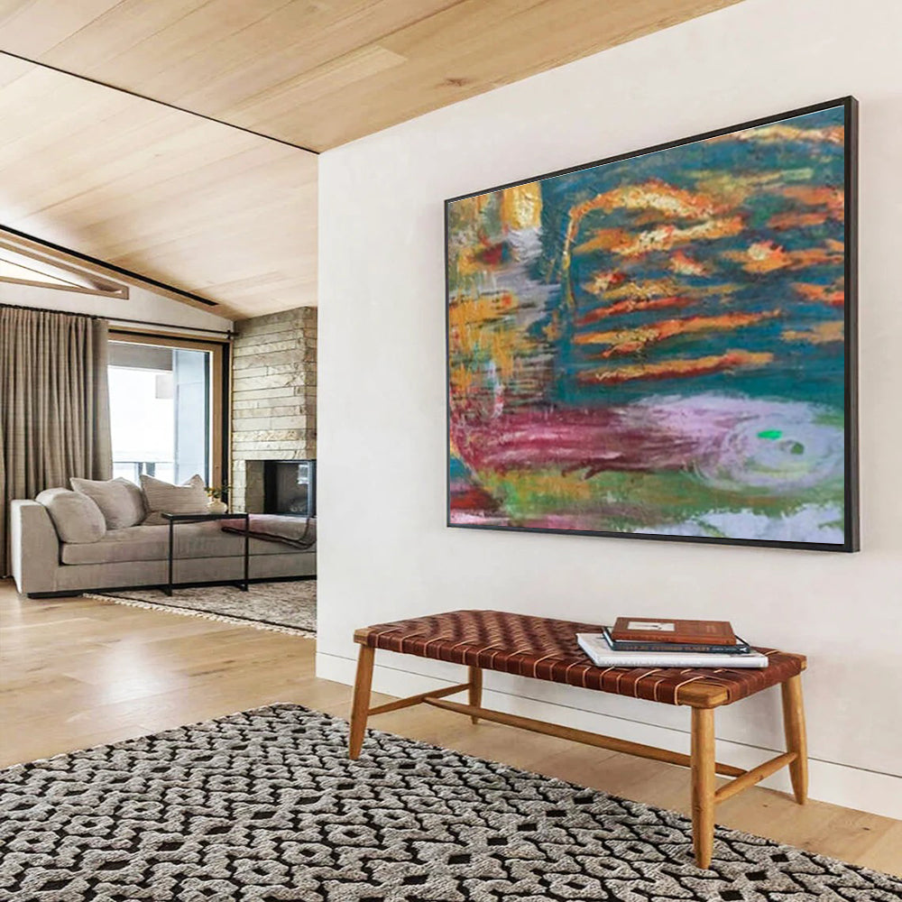 Colorful Abstract Waterscape - Impasto - style Painting On Canvas DKS371