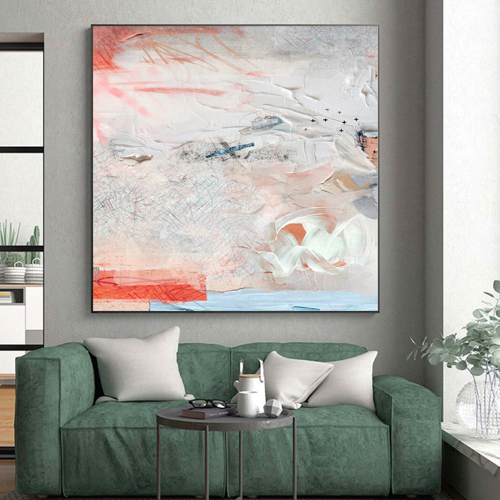 “Soft Tones Abstract Collage” - Delicate Abstract Painting On Canvas PS0096