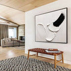 “White - Black Abstract Forms” - Minimalist Oil Painting on Canvas DKS909