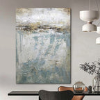 “Gray - Blue Abstract Landscape” - Textured Abstract Painting On Canvas PT1972