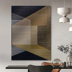 “Brown - Grey Geometric Layers” - Modern Abstract Painting On Canvas PT1134