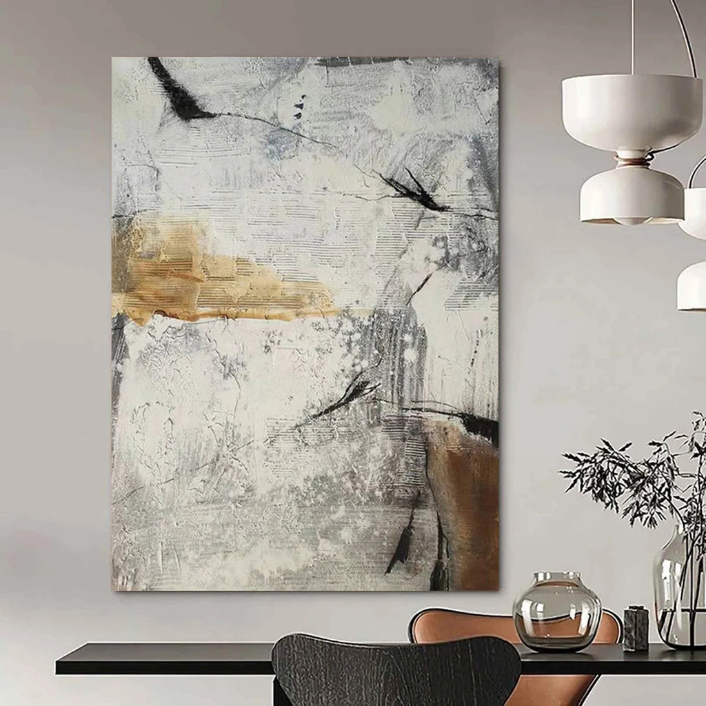 “Grey and Brown Abstract Textures” - Industrial Abstract Painting On Canvas DS338