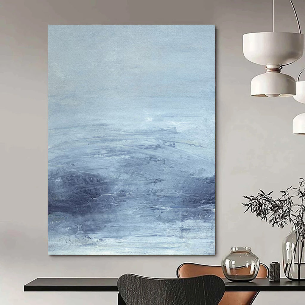 “Soft Blue Hues: Ethereal Landscape” - Serene Impressionistic Art On Canvas PT0968