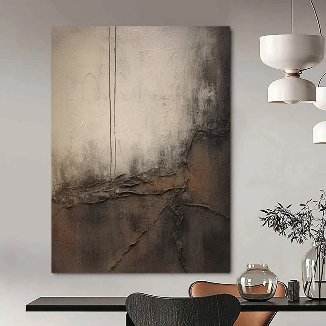“Textured Grey and Brown Abstract” - Industrial - Inspired Painting On Canvas DS355